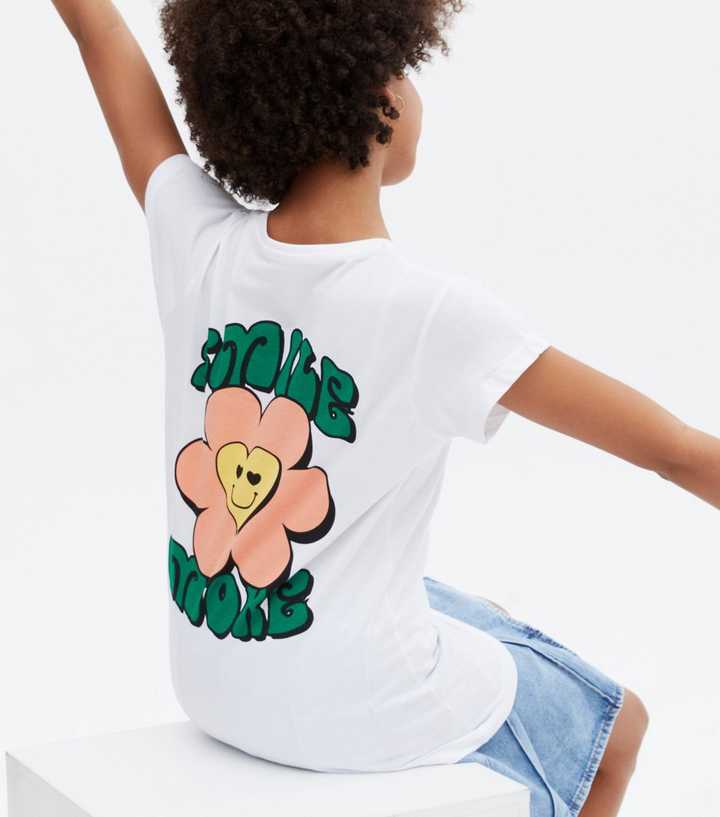 Girls White Retro Flower Short Sleeve T-Shirt | New Look