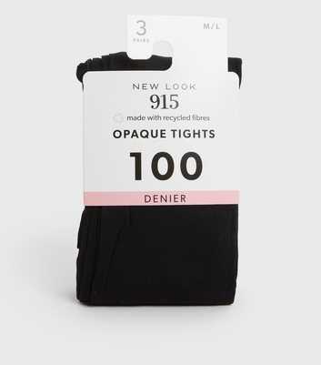 Girls 3 Pack Black 100 Denier Opaque Tights