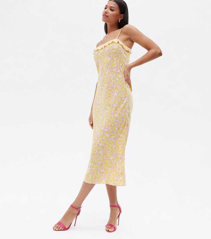 knee length dresses for ladies Flounce Midi Summer Dress Yellow Pavlova / M