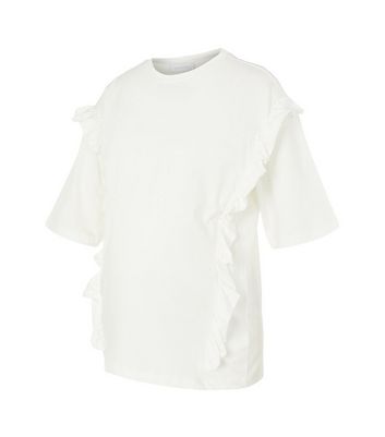 Click to view product details and reviews for Mamalicious Maternity White Jersey Frill Nursing T Shirt New Look.