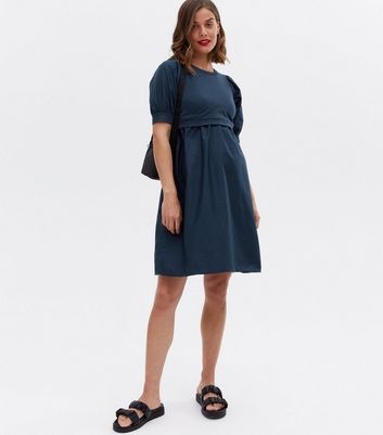 Click to view product details and reviews for Mamalicious Maternity Bright Blue Mini Nursing Dress New Look.