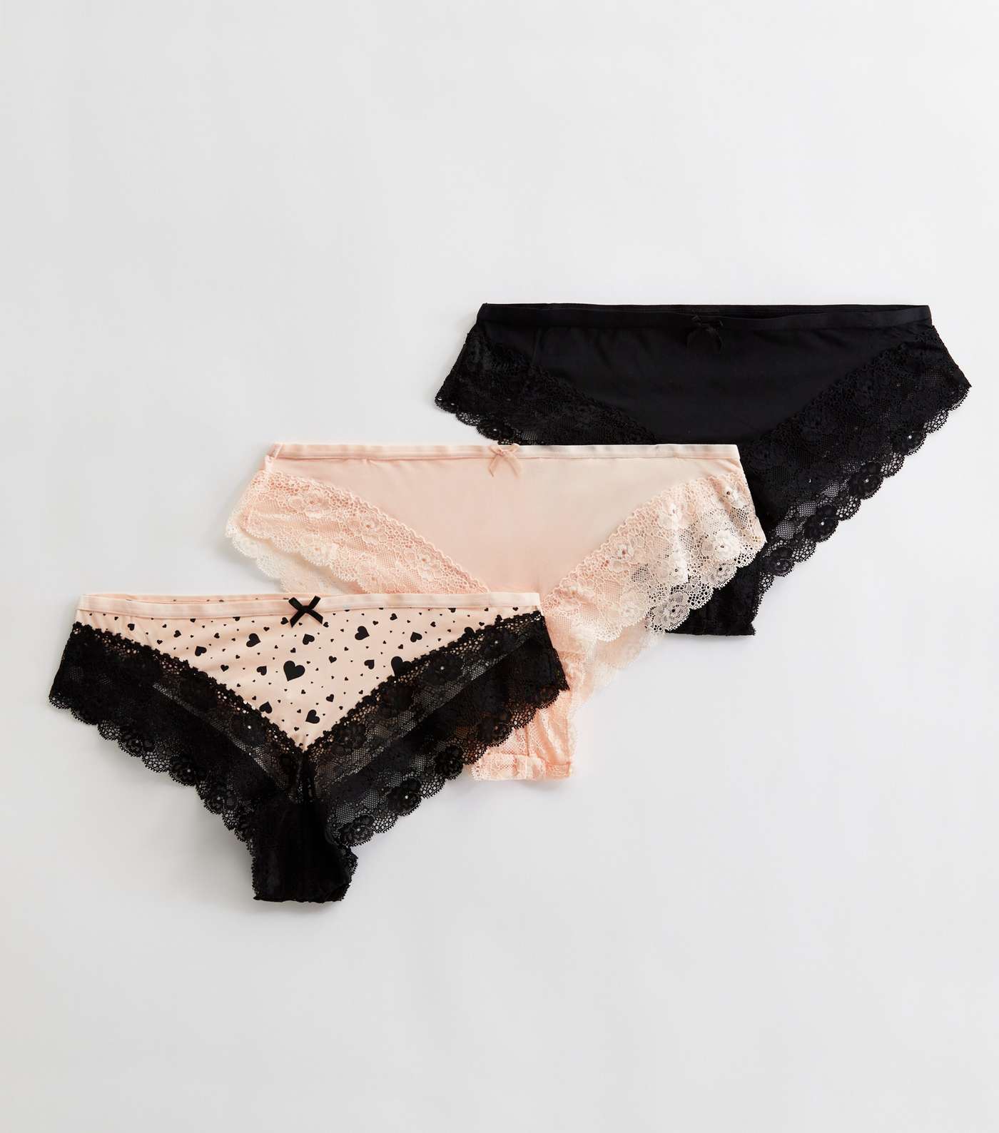 3 Pack Pink Heart Lace Brazilian Briefs Image 5