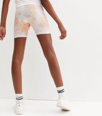 Girls Orange Tie Dye Cycling Shorts 