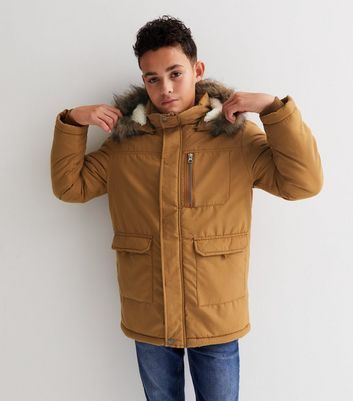 It Rust Faux Fur Hooded Parka Jacket 