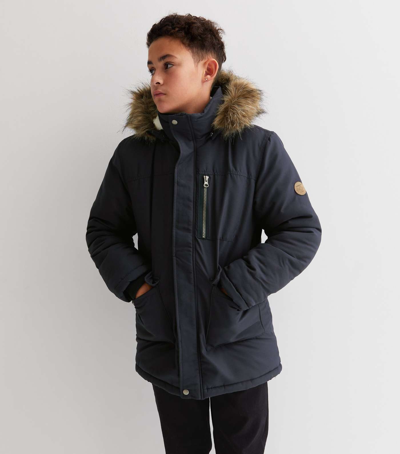 Name It Navy Faux Fur Hooded Parka Jacket