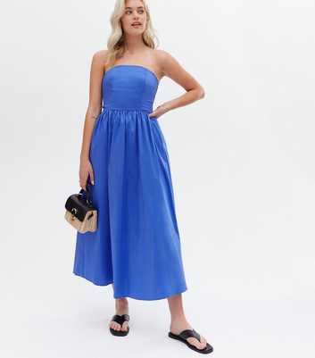 Vero Moda Tall Bright Blue Bandeau Midi Dress