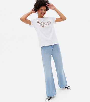 New Look Women's White Have A Nice Day Butterfly Logo T-Shirt - UK 16