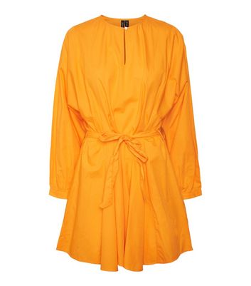 Vero Moda Orange Tie Waist Keyhole Mini Dress New Look