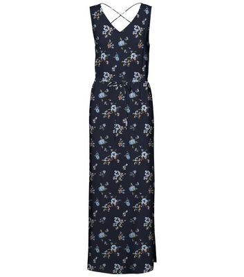 Click to view product details and reviews for Vero Moda Curves Navy Floral Cross Back Maxi Dress New Look.