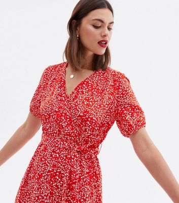 new look red rose dress