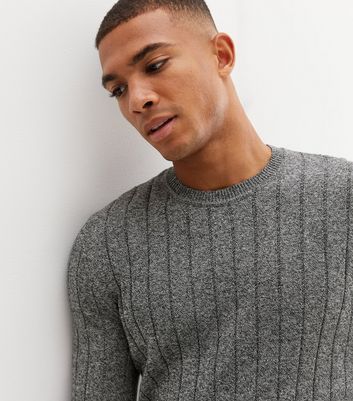 Grey hot sale ribbed sweater