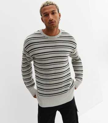 Pale Grey Stripe Relaxed Fit Jumper