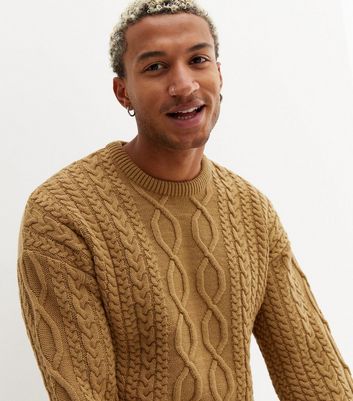 Camel Cable Knit Relaxed Fit Jumper