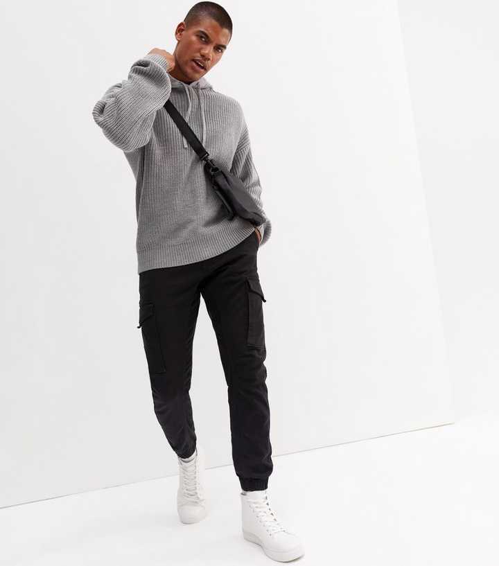 Pale Grey Chunky Knit Relaxed Fit Hoodie | New Look