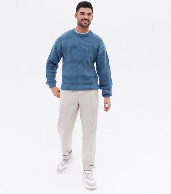 Pale Blue Stitch Stripe Relaxed Fit Jumper