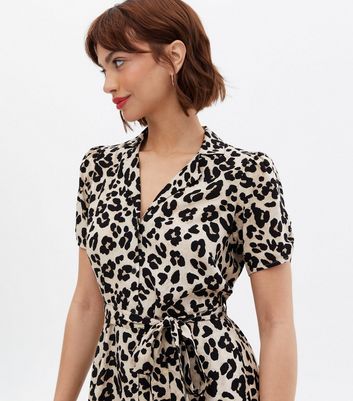 Leopard print hotsell tie waist dress