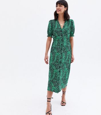Green Animal Print Jersey Midi Shirt 