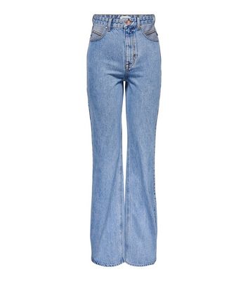 ONLY Petite Pale Blue Cut Out Wide Leg Jeans | New Look