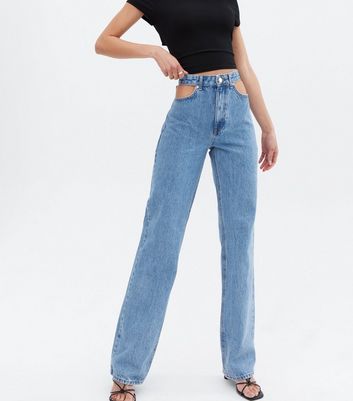 Blue cheap cut jeans