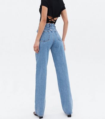 Blue cheap cut jeans