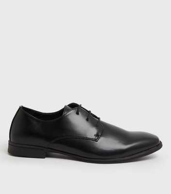 Black Leather-Look Derby Shoes