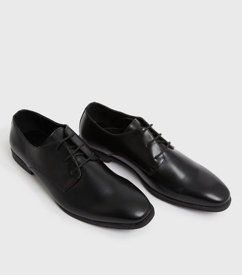 Black Leather-Look Derby Shoes | New Look