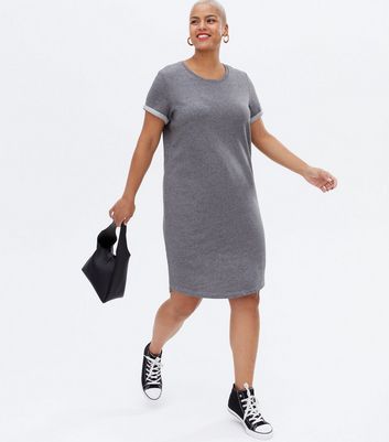 Pale Grey Jersey Mini T-Shirt Dress 
