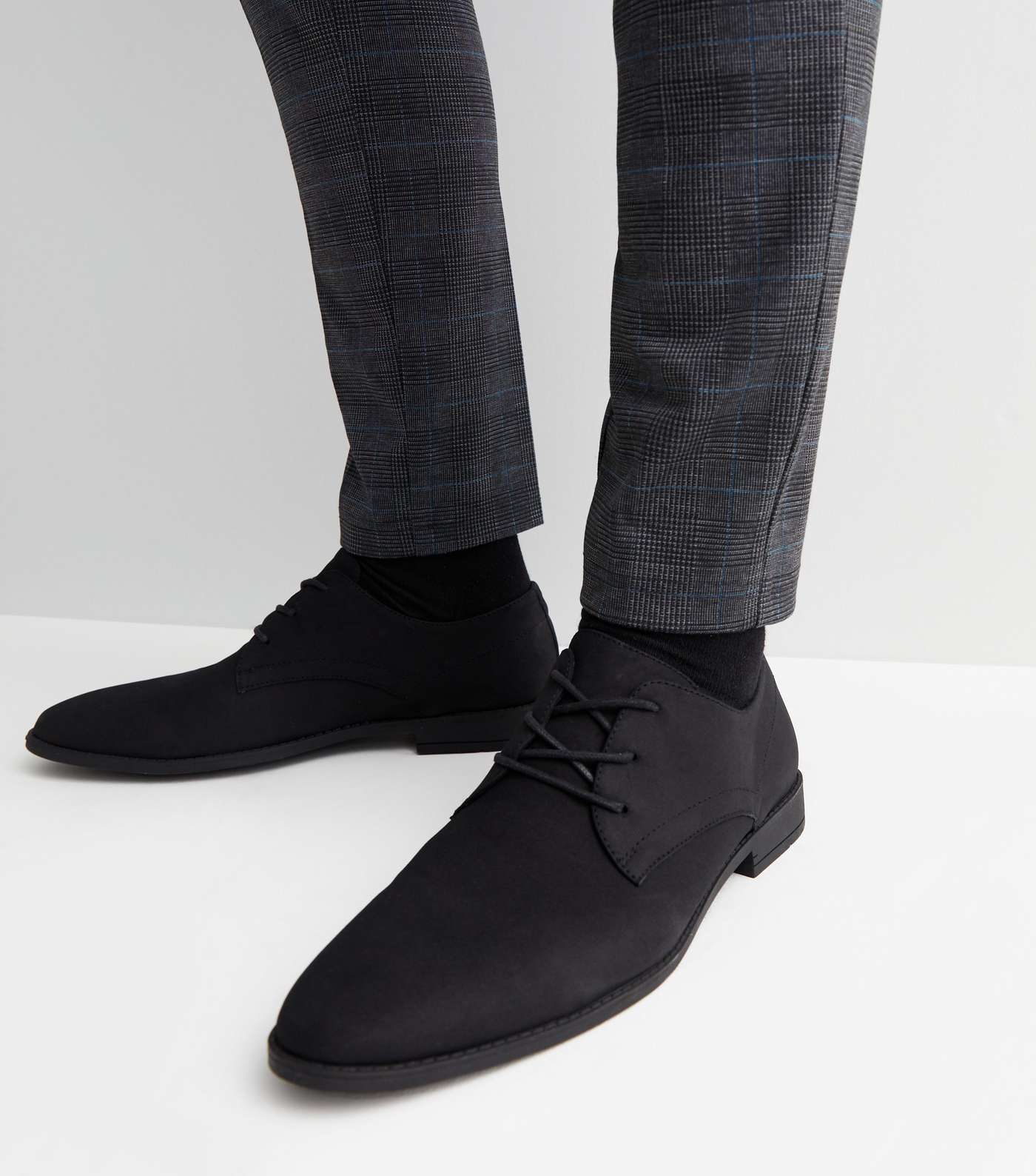 Black Suedette Derby Shoes | New Look