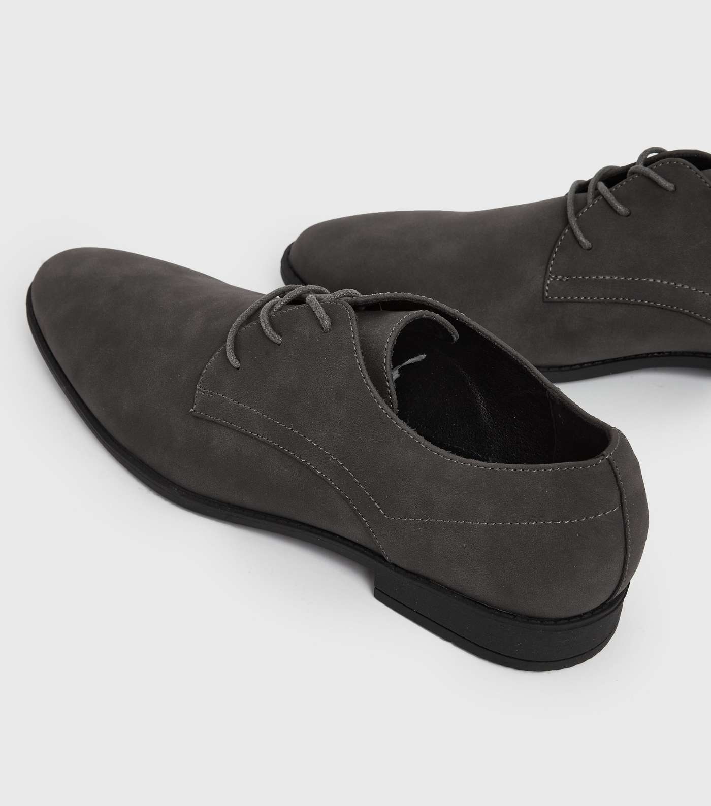 Dark Grey Suedette Derby Shoes Image 4