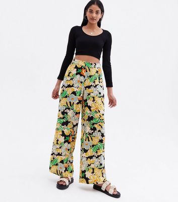 floral wide leg pants