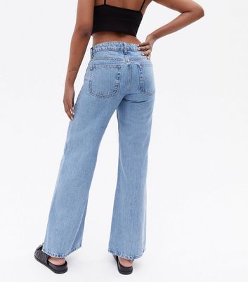 ONLY Pale Blue Mid Rise Wide Leg Jeans 