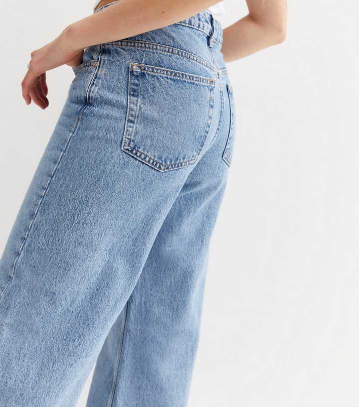 Blue Low Rise Wide Leg Jeans