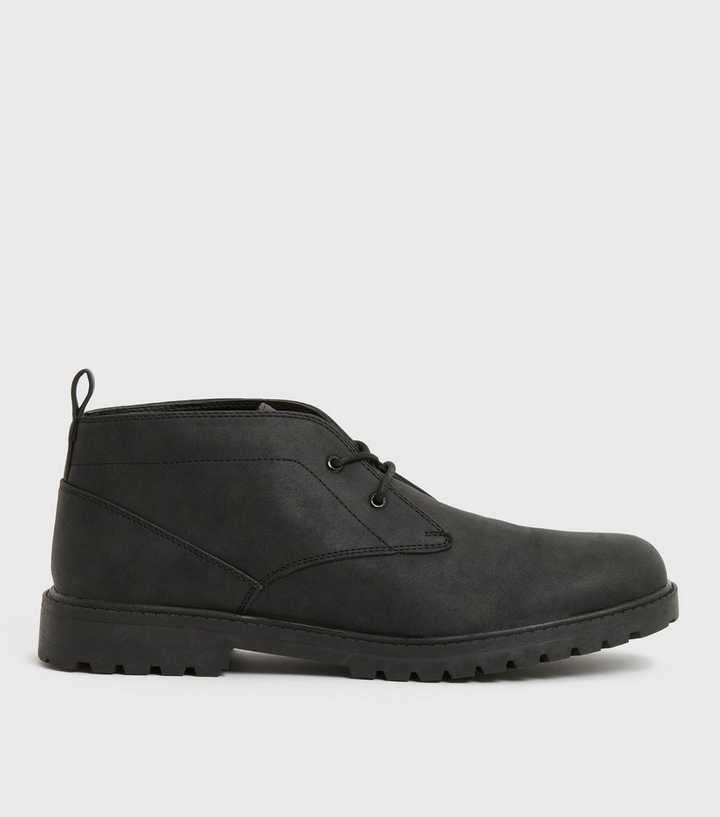 Black Lace Up Chunky Desert Boots