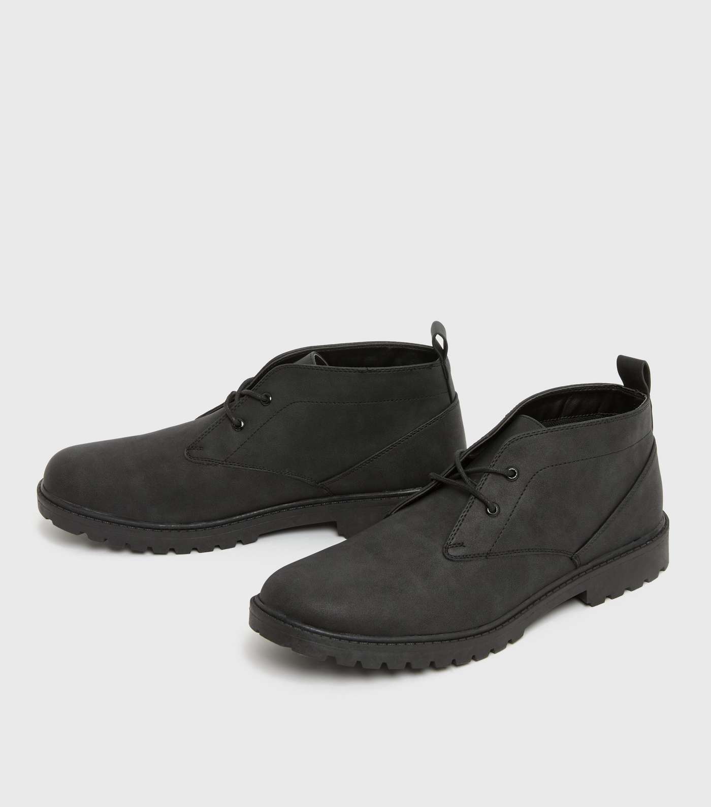 Black Lace Up Chunky Desert Boots Image 3