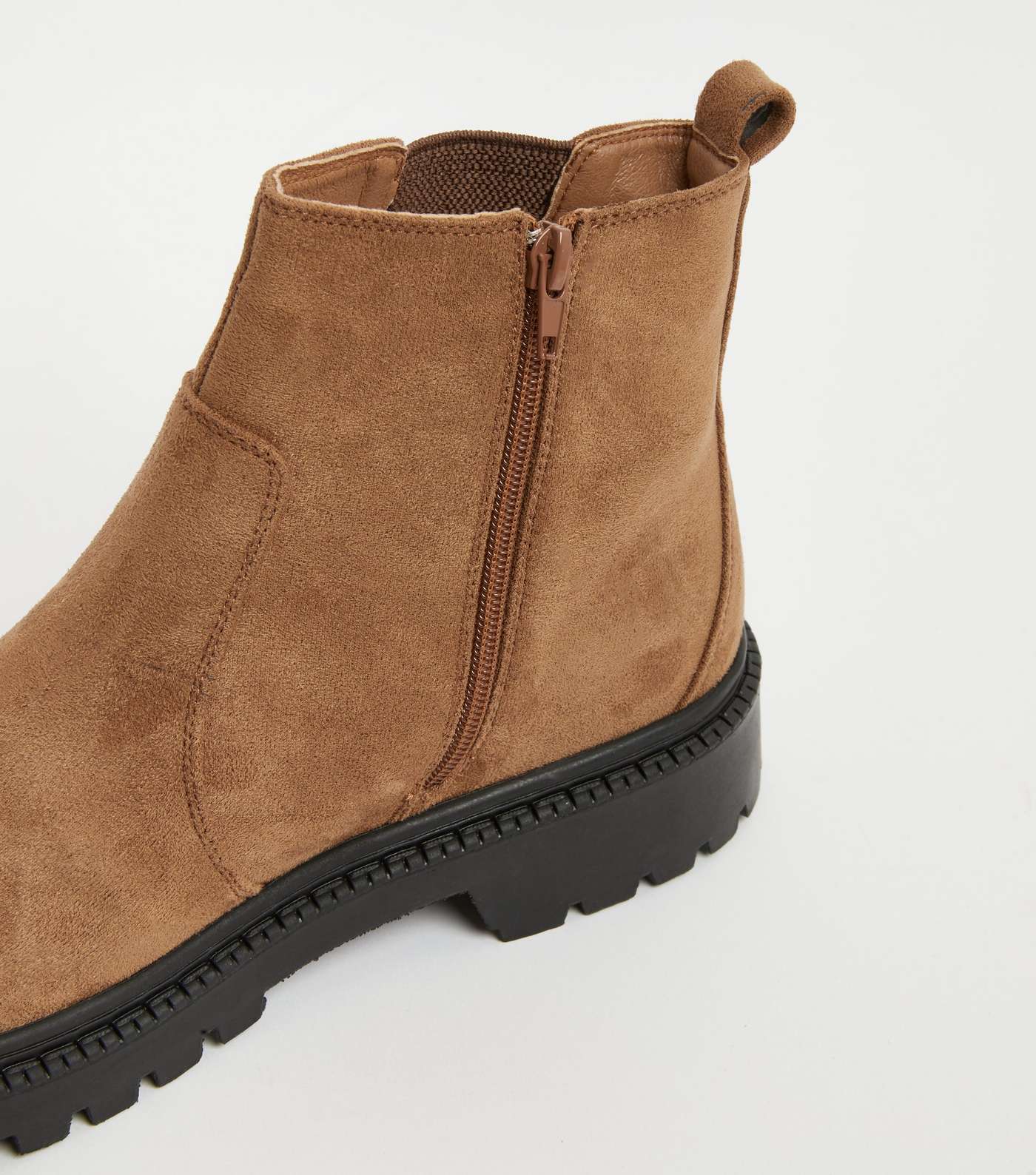 Tan Suedette Chunky Chelsea Boots Image 4
