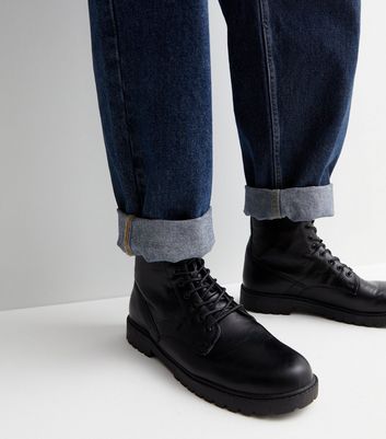 Mens chunky black on sale boots