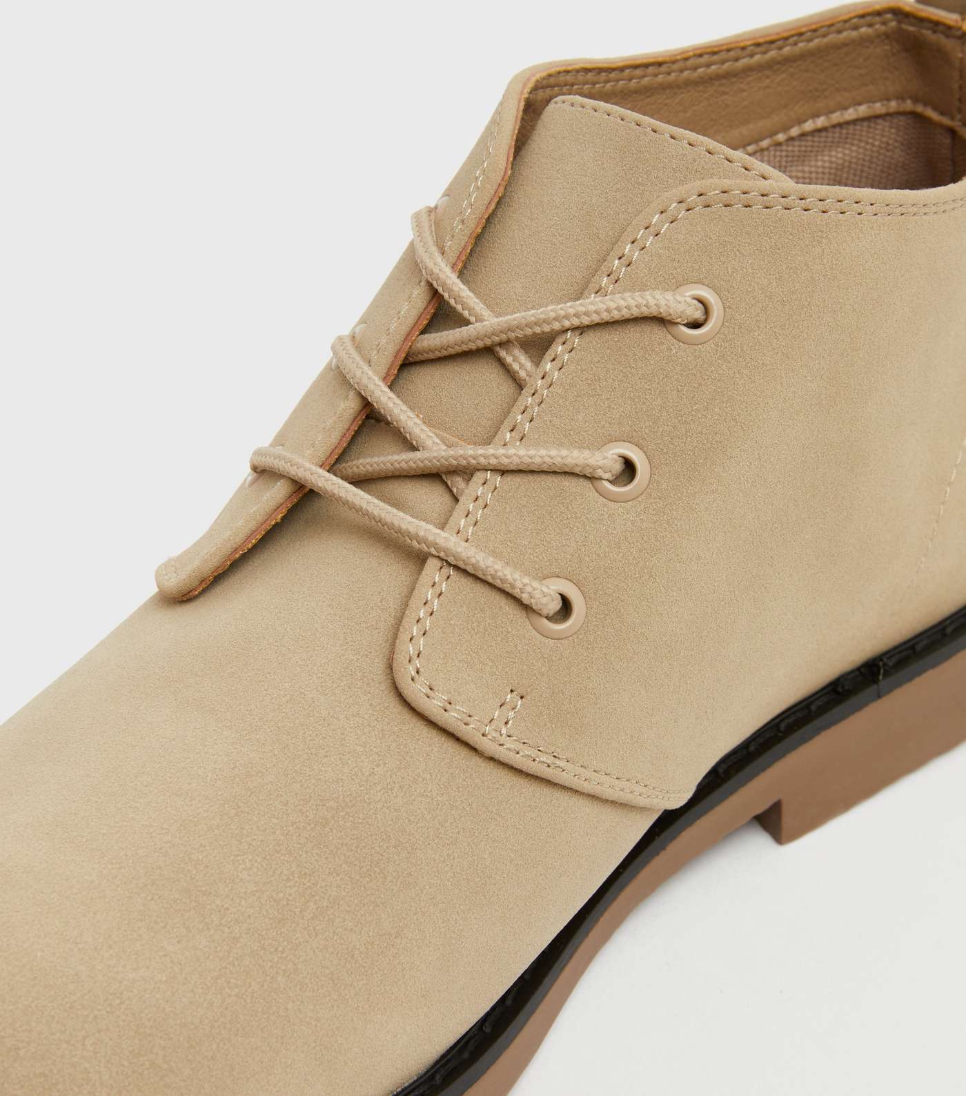 Stone Suedette Lace Up Desert Boots Image 4