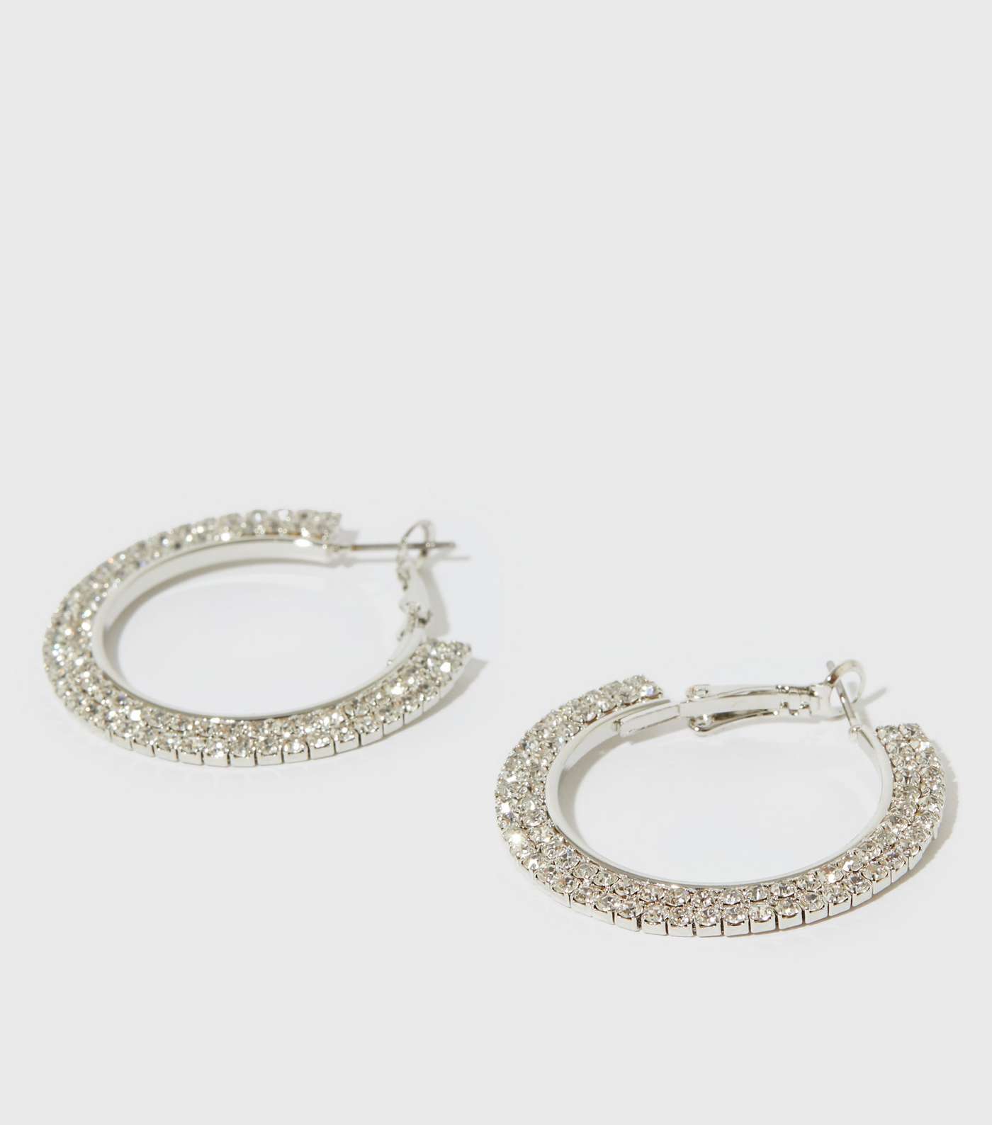 Dazzle All Day Silver Diamanté Hoop Earrings Image 2