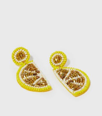 Beaded deals lemon earrings