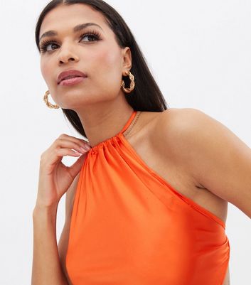 halter neck orange top