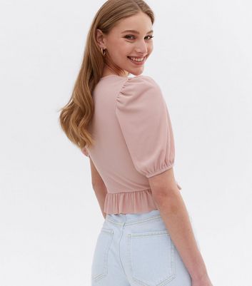 Frill ribbed hotsell cropped jumper