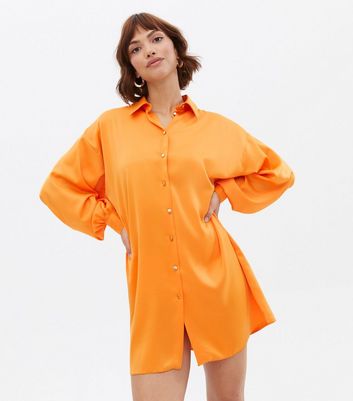 Orange oversized 2024 shirt dress