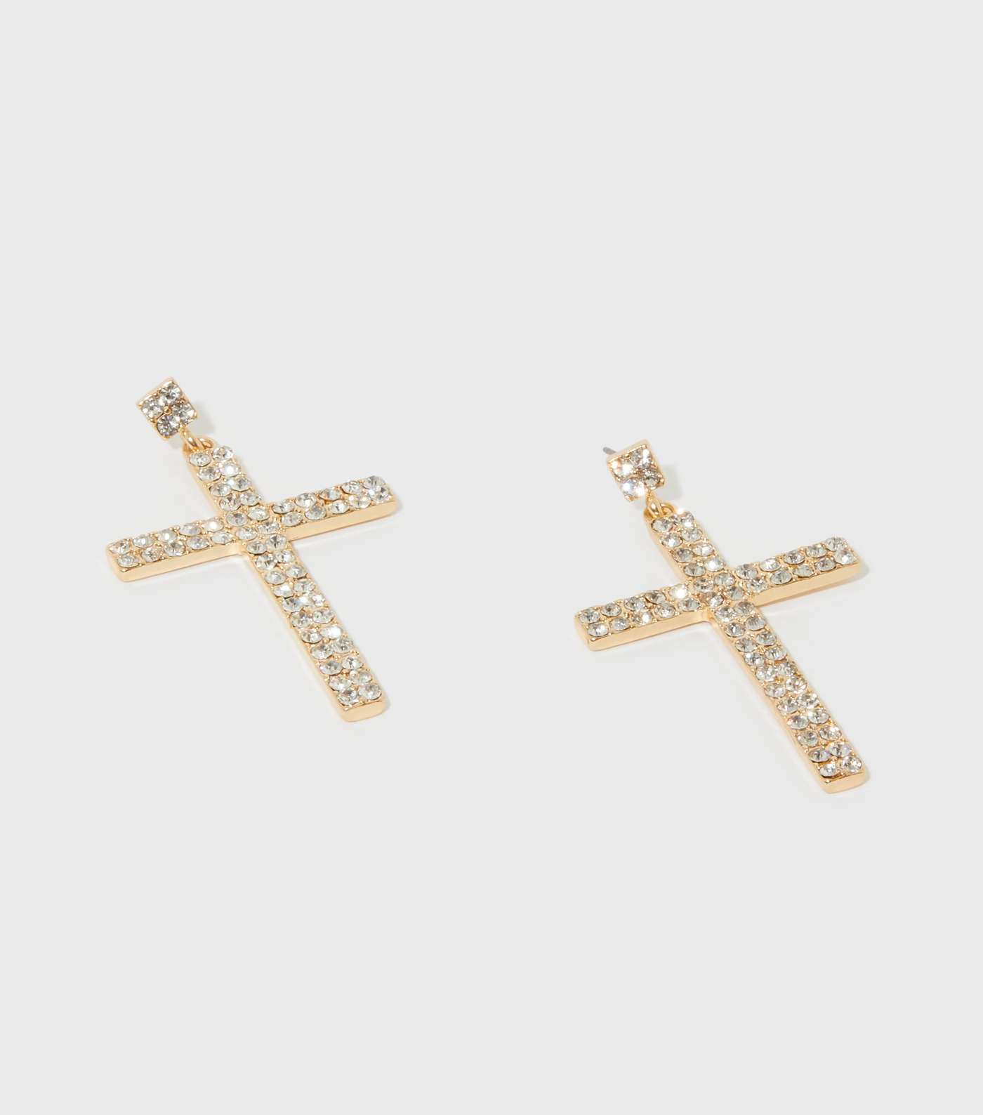 Glow All Out Gold Diamanté Cross Earrings Image 2