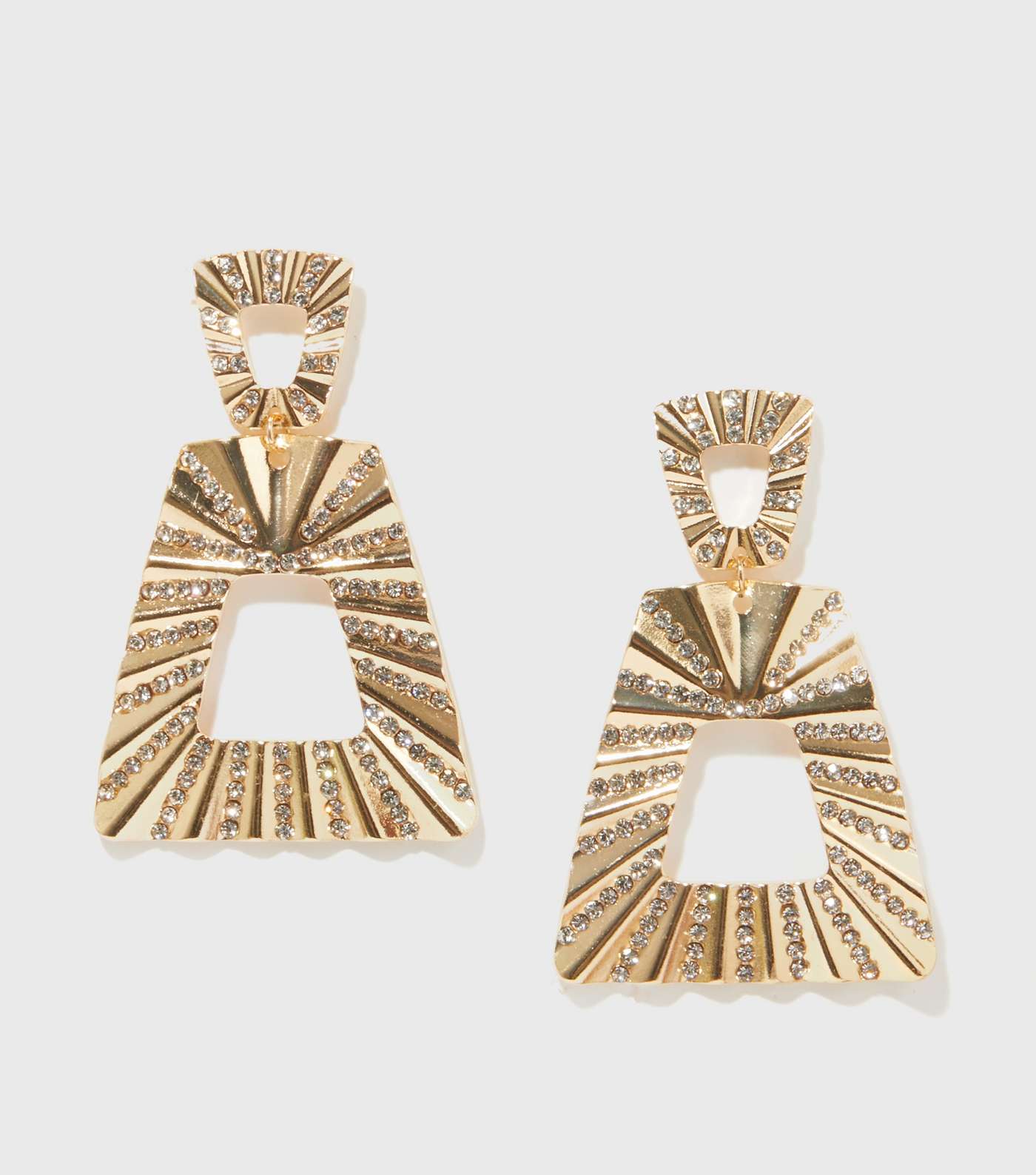 Sun Sea and Sparkly Gold Diamanté Doorknocker Earrings Image 3