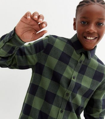 H&m green checked outlet shirt