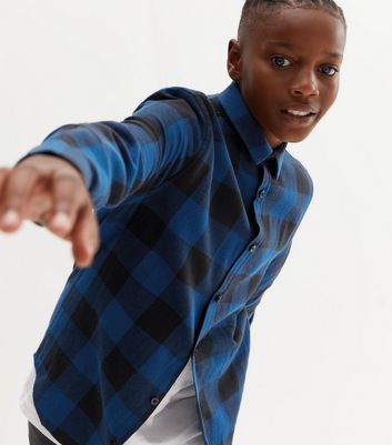 Boys Blue Check Long Sleeve Shirt