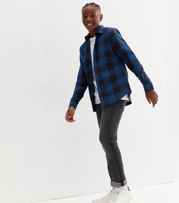 Boys Blue Check Long Sleeve Shirt New Look