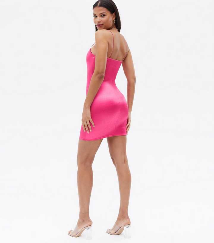 hot pink satin bodycon dress ZAPAKA Women Hot Pink Bodycon Short Homecoming Dress Sweetheart Satin Short Corset Cocktail Dress, Blush / US2