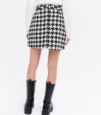 Blue Vanilla Black Dogtooth High Waist Mini Skirt New Look