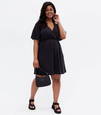 New look outlet black wrap dress